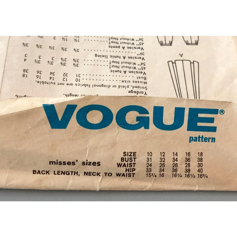 Vogue 6560 Pattern Mod Princess-shape Tunic Pants Misses Sz 10 Bust 31 Uncut 60s